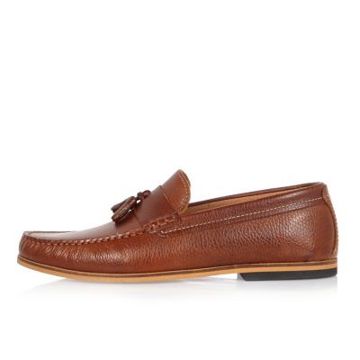 Medium brown tumbled loafers
